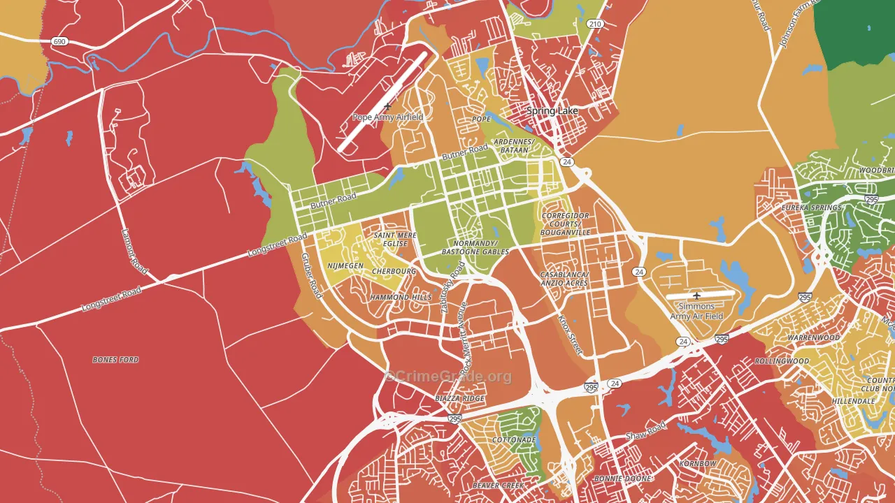 Fort Bragg, NC Map of Vandalism Rates