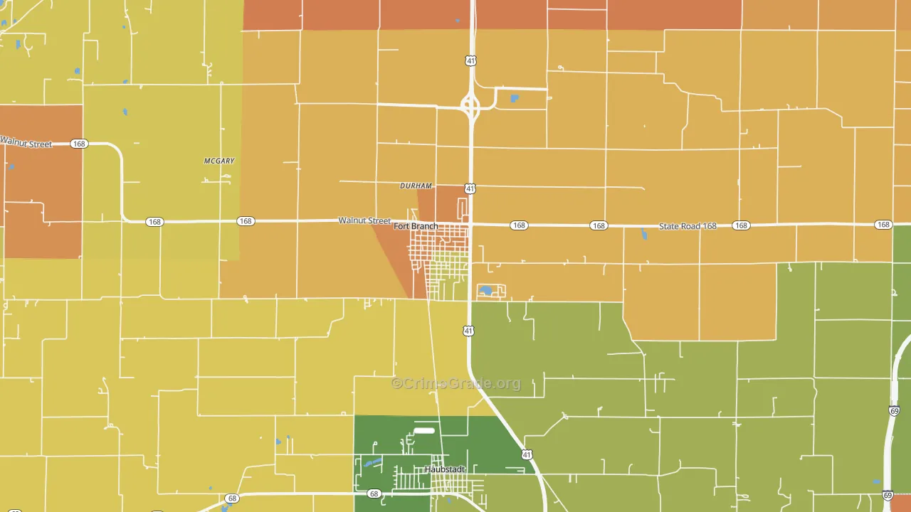 Fort Branch, IN Map of Vandalism Rates