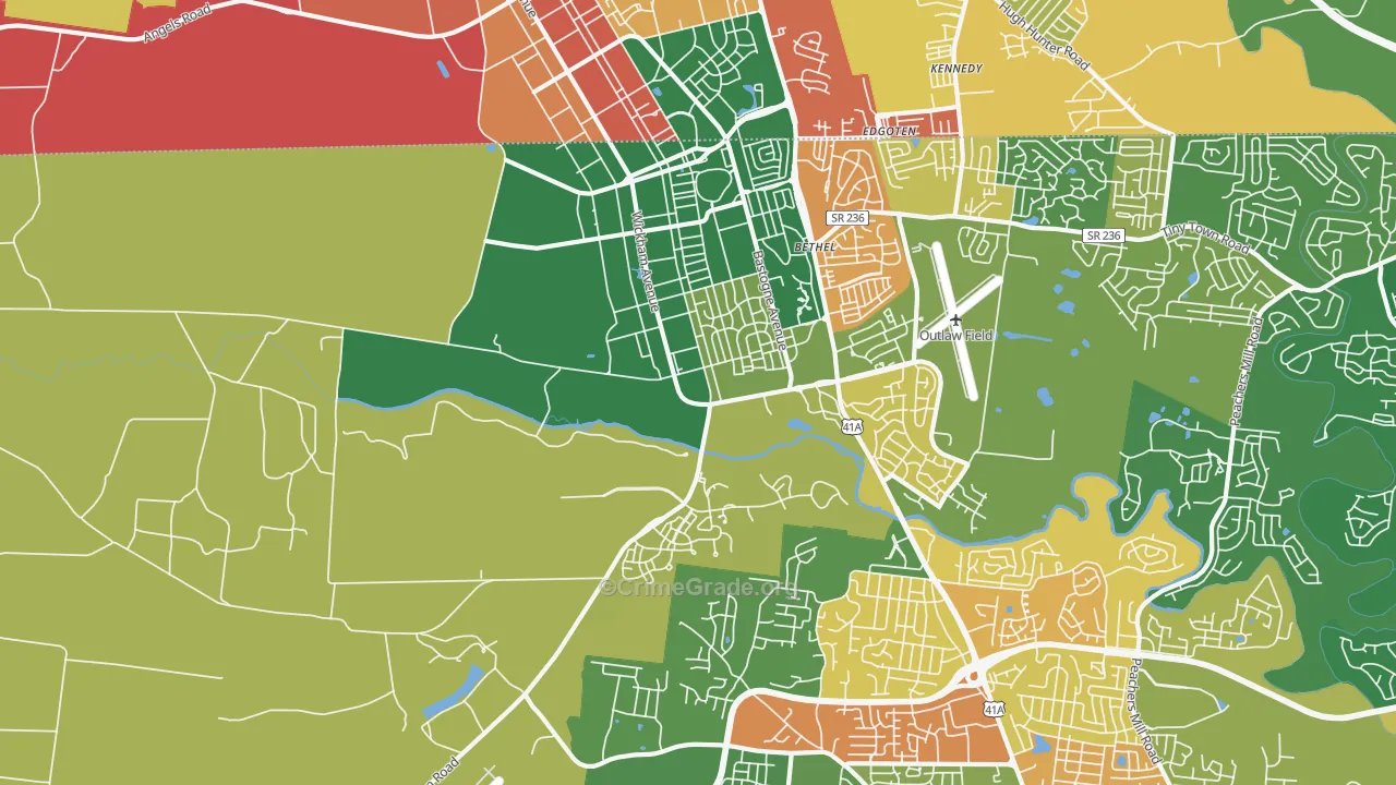 Fort Campbell, TN Map of Vandalism Rates