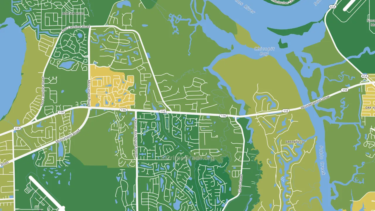 Fort Caroline Shores, Jacksonville, FL Map of Vandalism Rates
