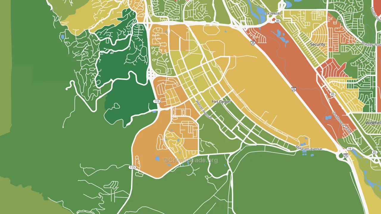 Fort Carson, CO Map of Vandalism Rates