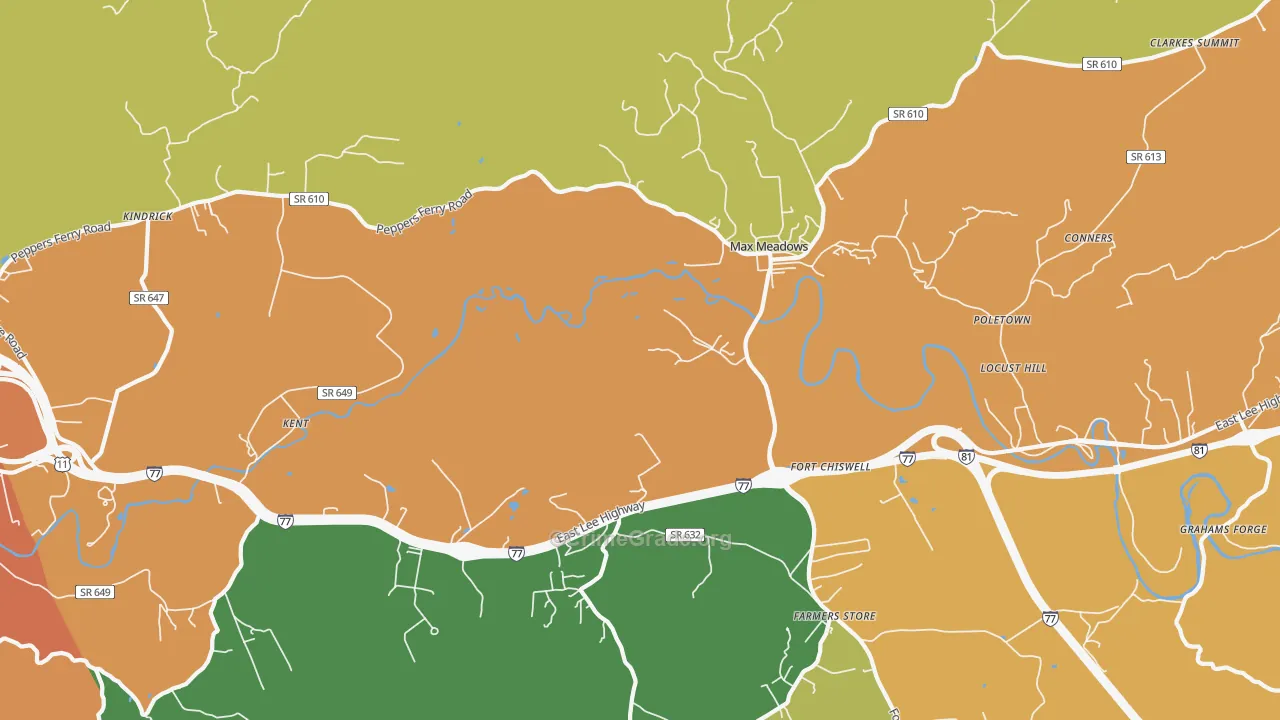 Fort Chiswell, VA Map of Vandalism Rates