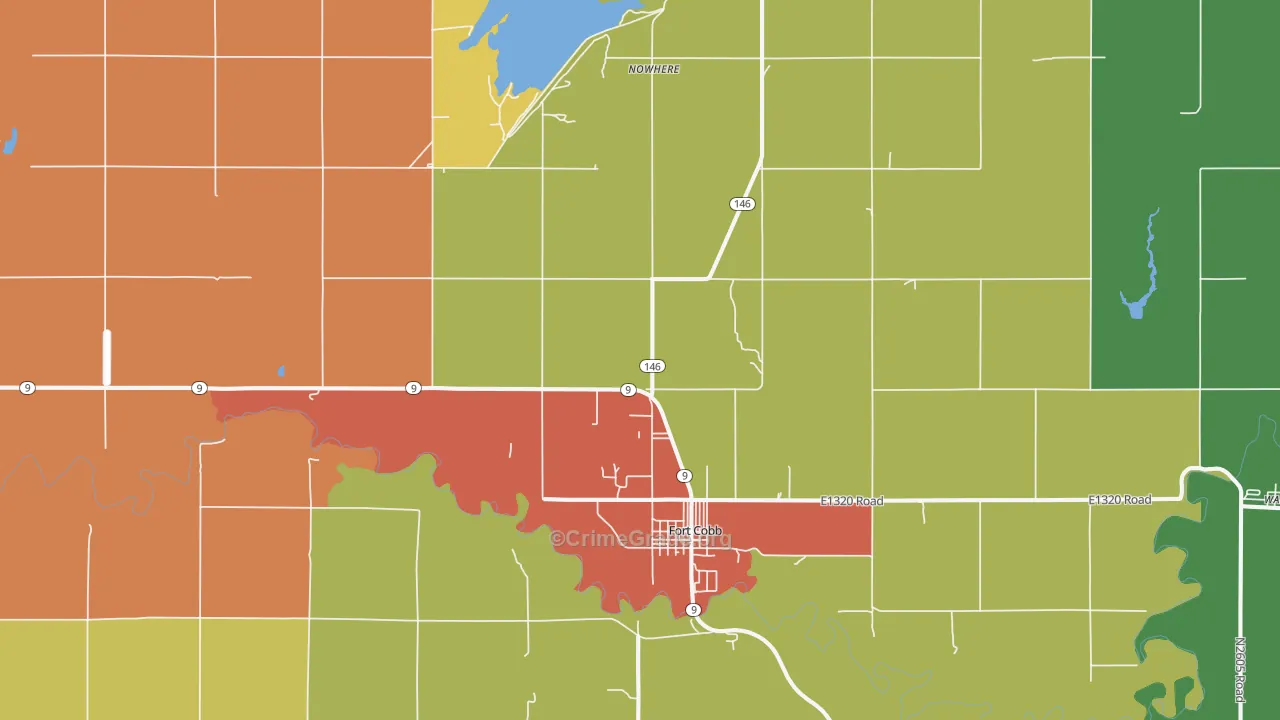 Fort Cobb, OK Map of Vandalism Rates