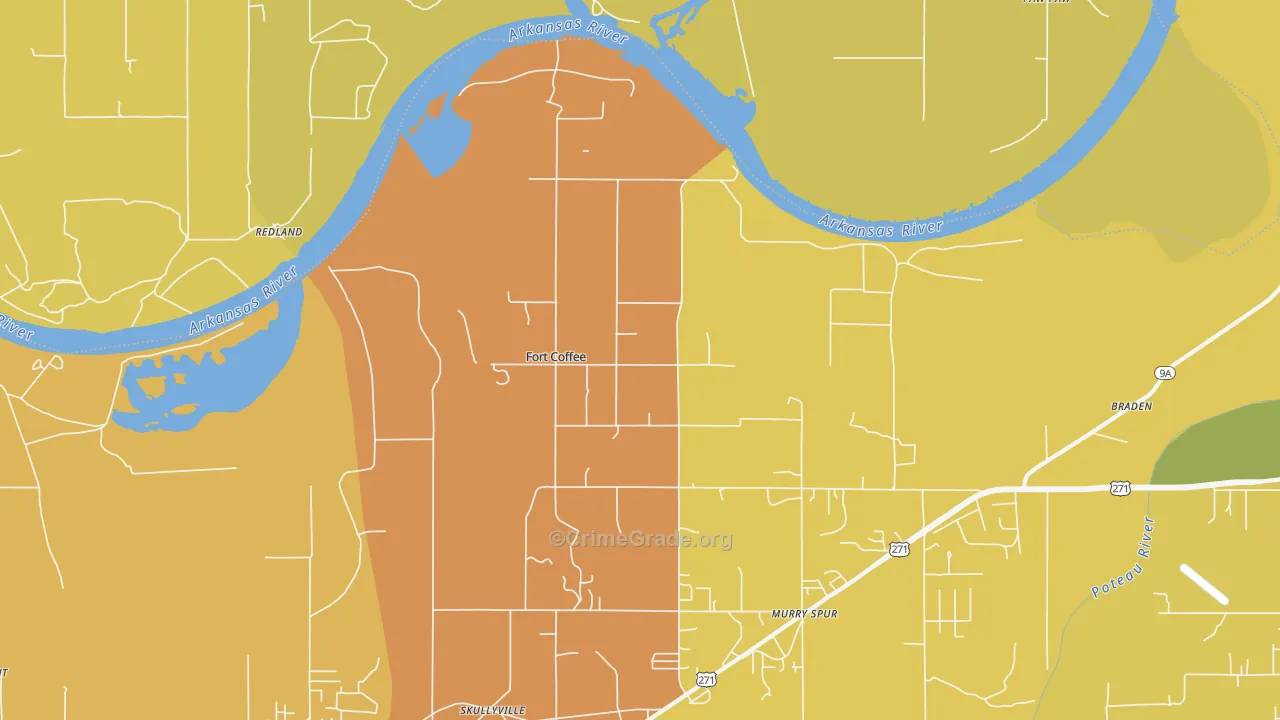 Fort Coffee, OK Map of Vandalism Rates