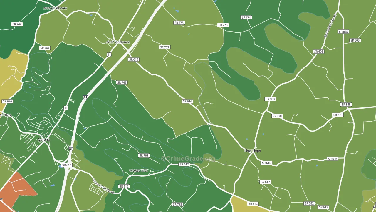 Fort Defiance, VA Map of Vandalism Rates