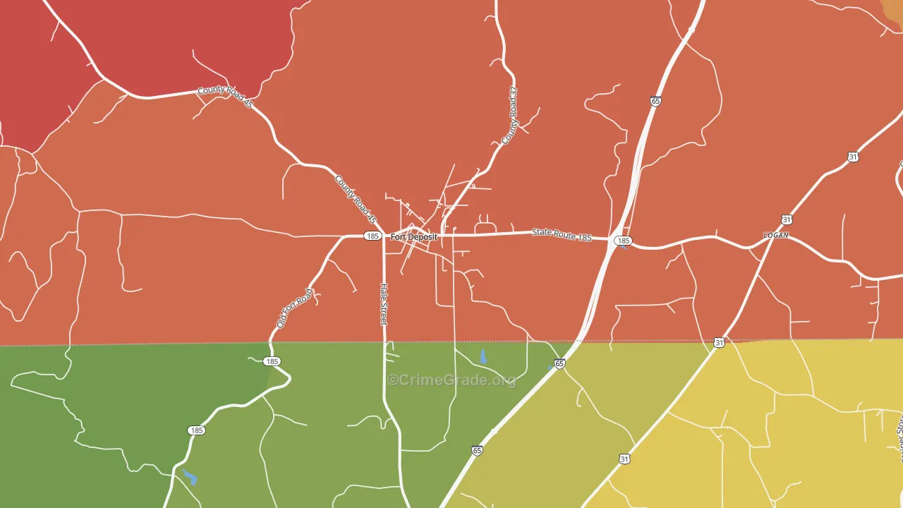 Fort Deposit, AL Map of Vandalism Rates