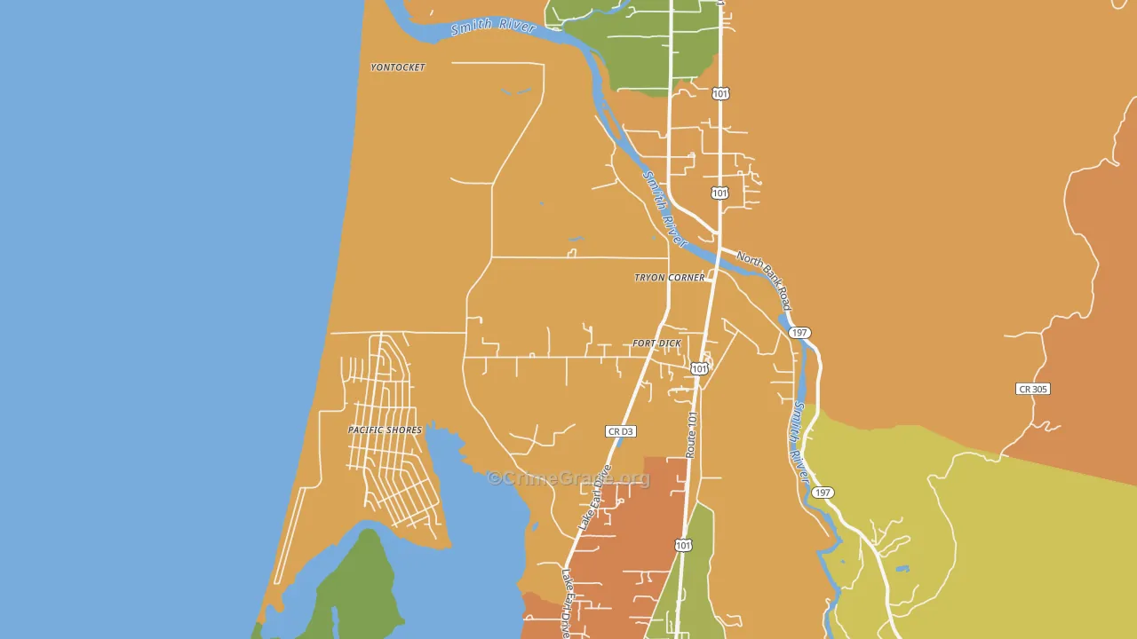 Fort Dick, CA Map of Vandalism Rates