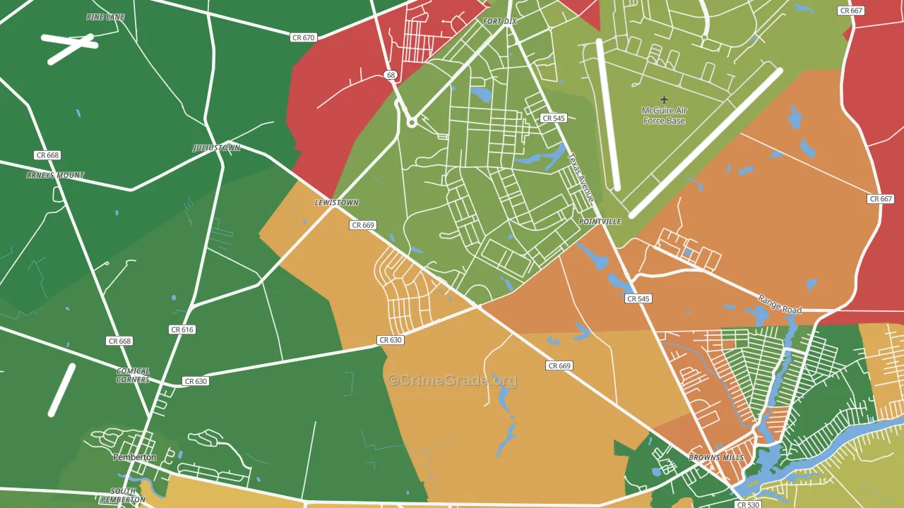 Fort Dix, NJ Map of Vandalism Rates