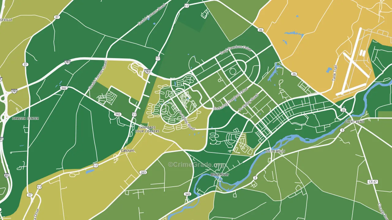 Fort Drum, NY Map of Vandalism Rates