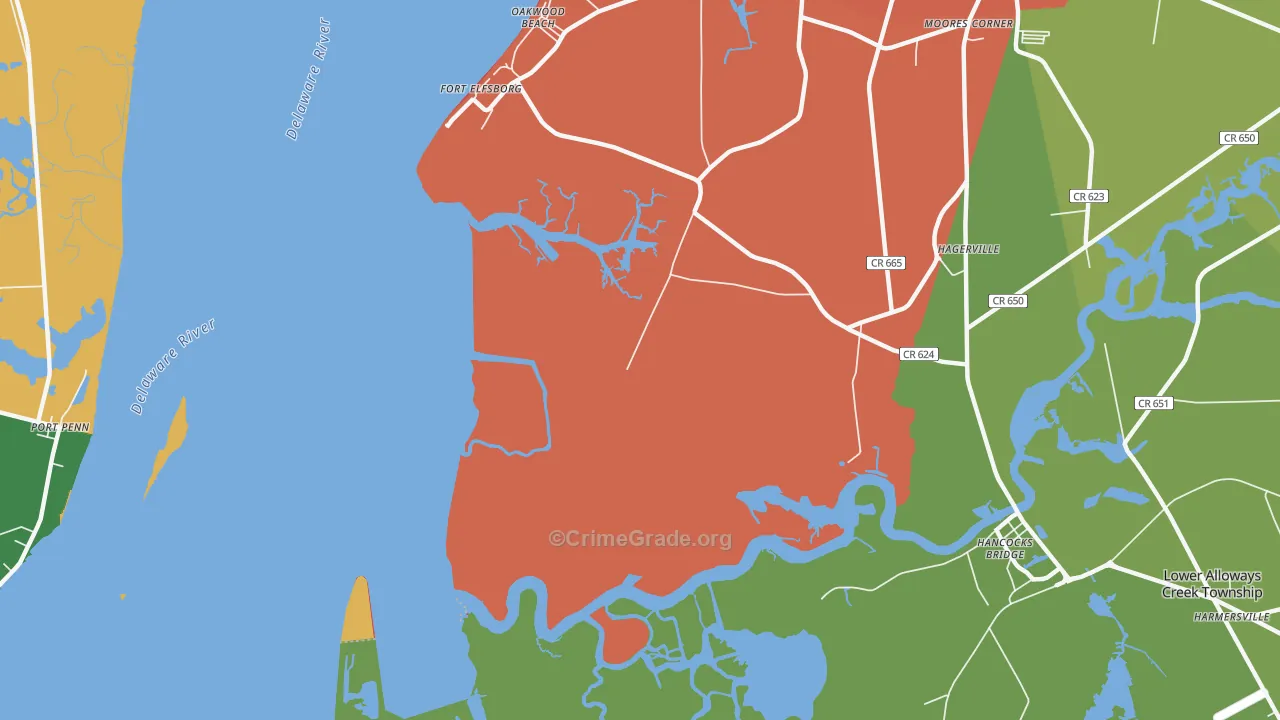 Fort Elfsborg, NJ Map of Vandalism Rates