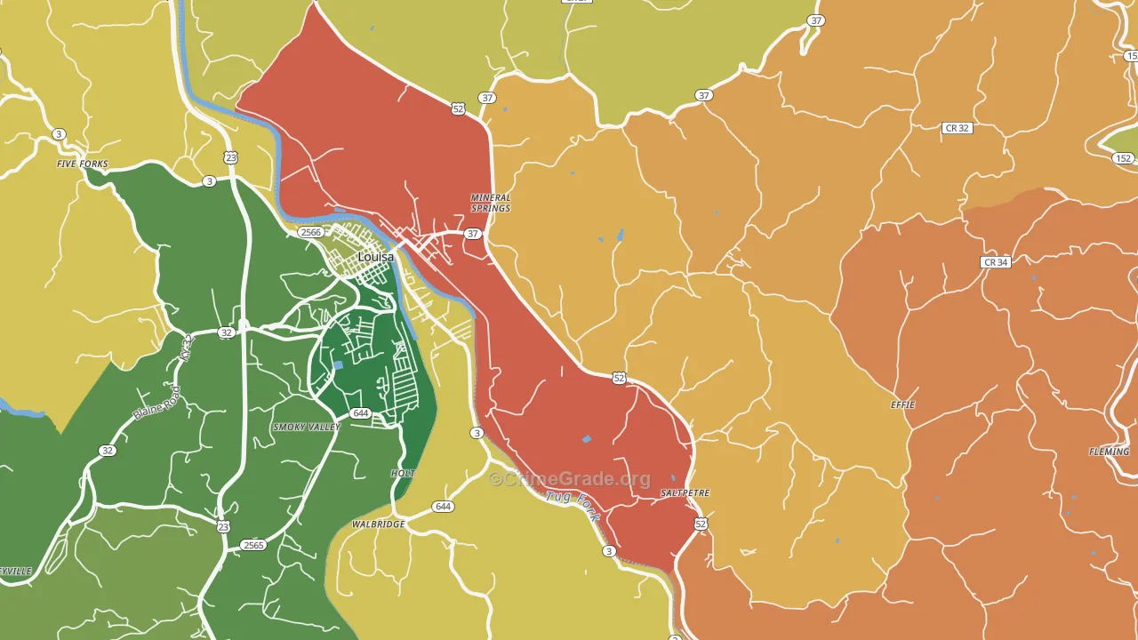 Fort Gay, WV Map of Vandalism Rates