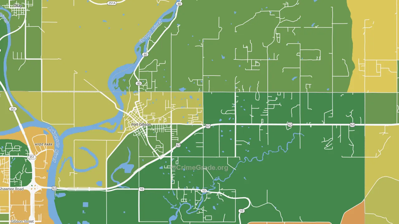 Fort Gibson, OK Map of Vandalism Rates