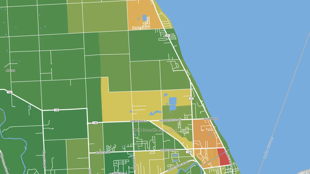 Fort Gratiot, MI Map of Vandalism Rates
