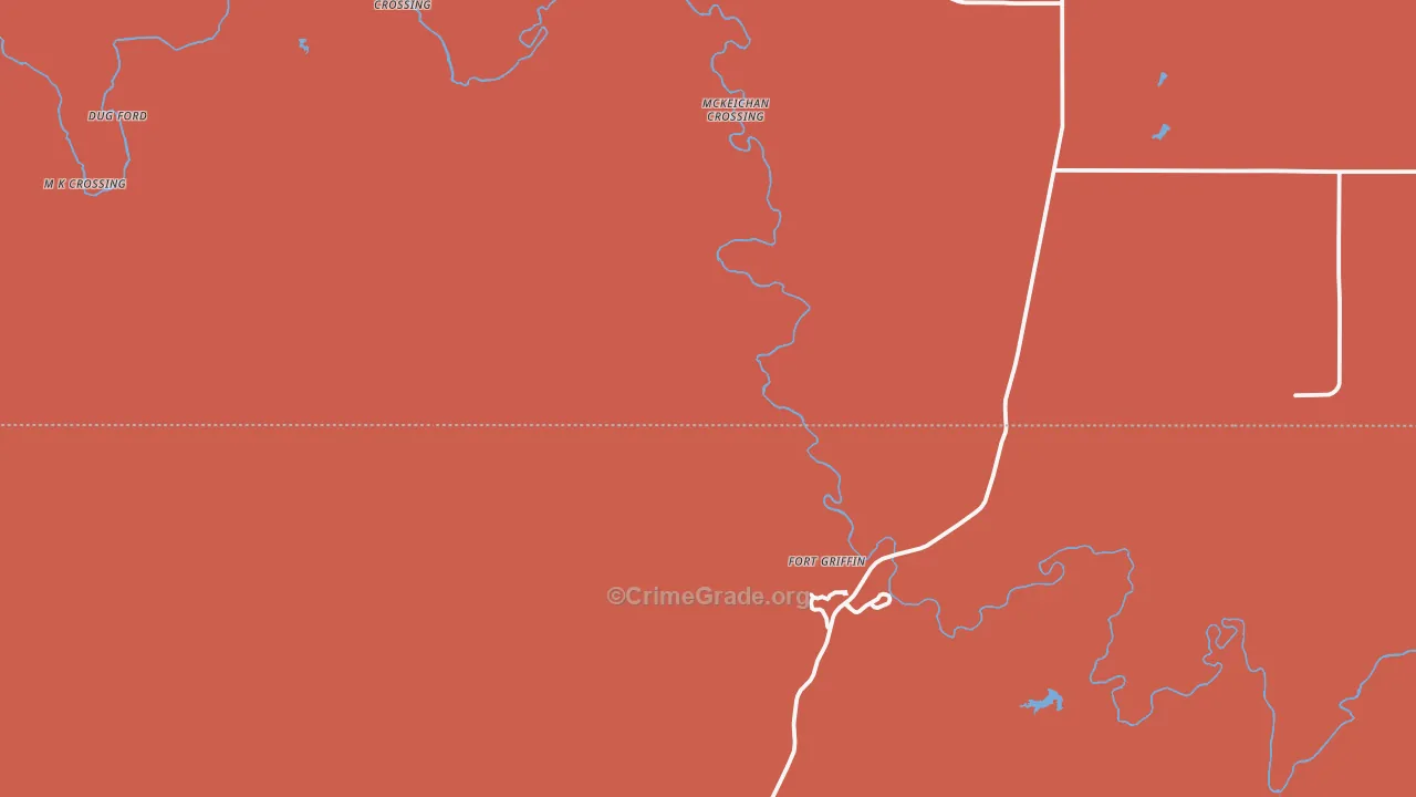 Fort Griffin, TX Map of Vandalism Rates