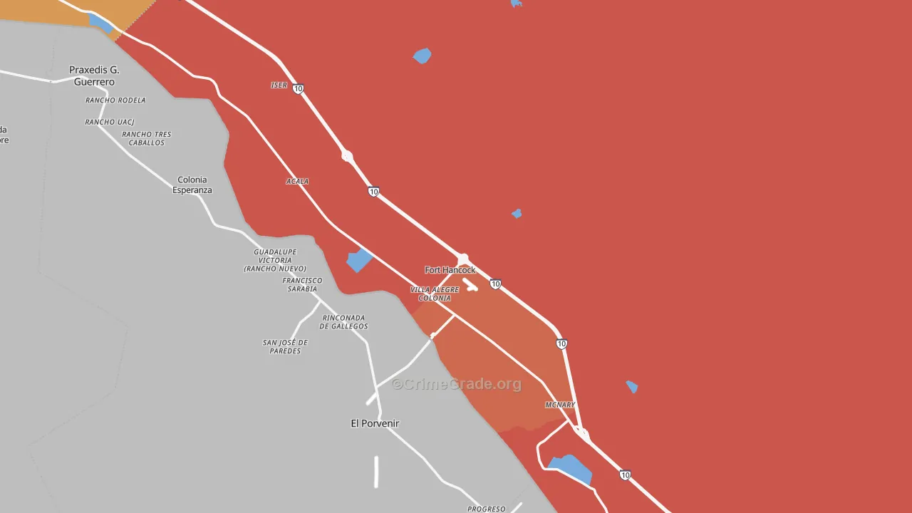 Fort Hancock, TX Map of Vandalism Rates