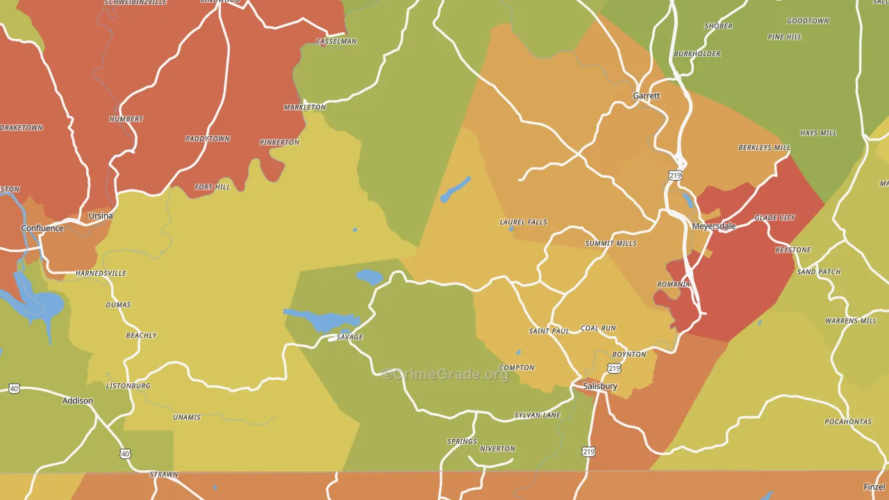 Fort Hill, PA Map of Vandalism Rates