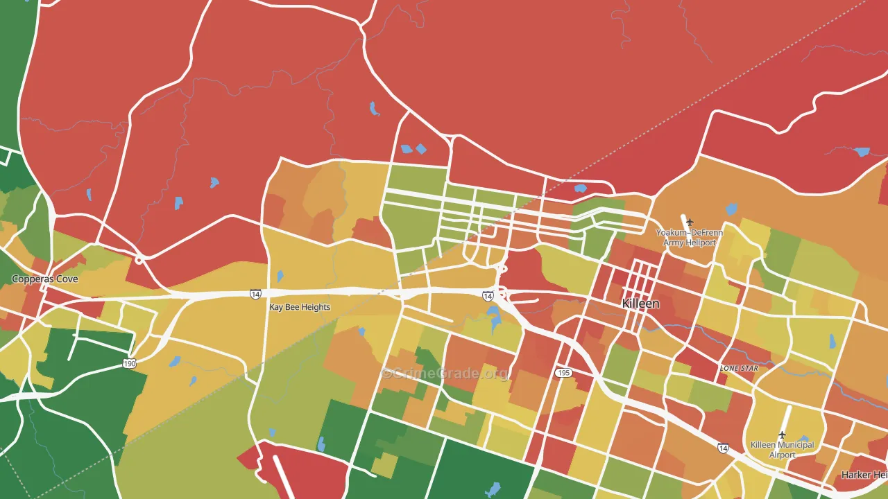 Fort Hood, TX Map of Vandalism Rates