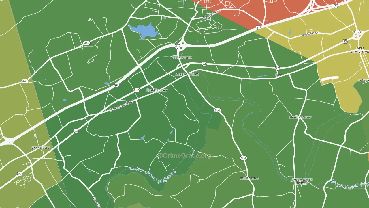 Fort Indiantown Gap, PA Map of Vandalism Rates