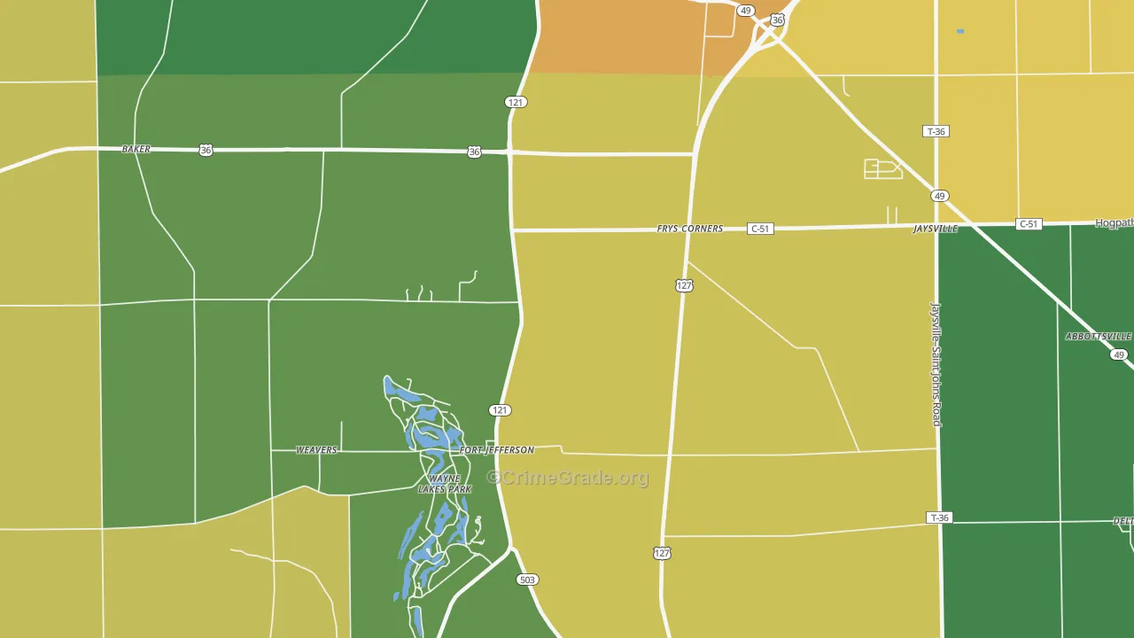 Fort Jefferson, OH Map of Vandalism Rates