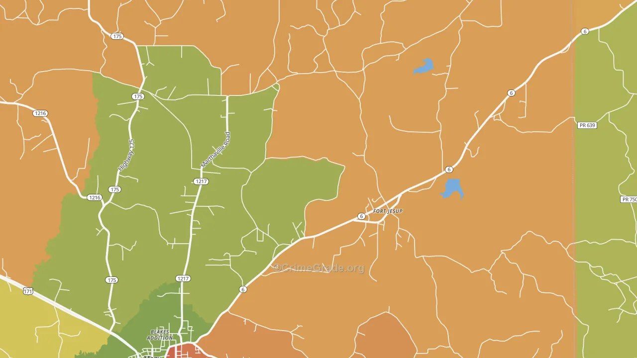 Fort Jesup, LA Map of Vandalism Rates