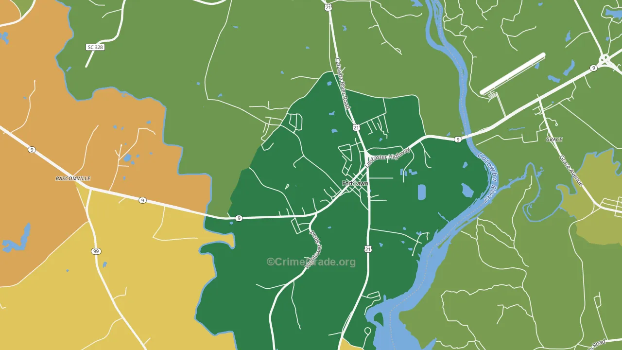 Fort Lawn, SC Map of Vandalism Rates