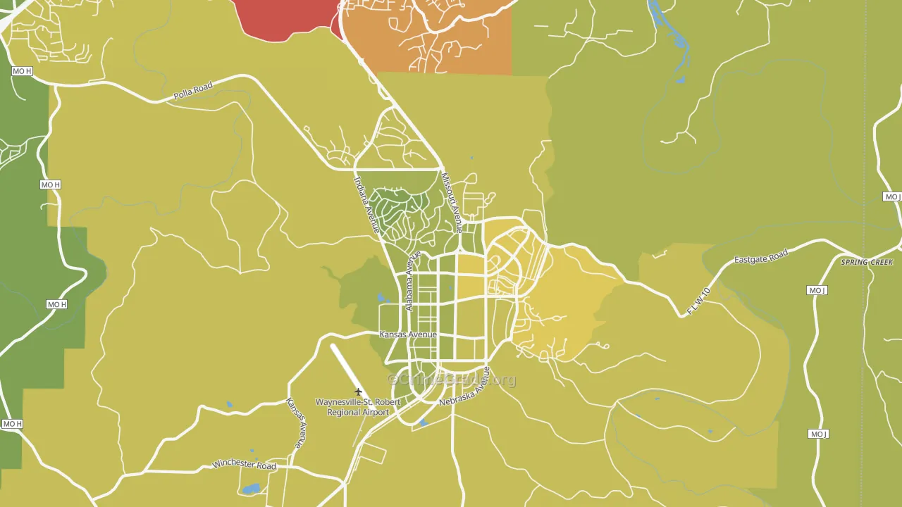 Fort Leonard Wood, MO Map of Vandalism Rates