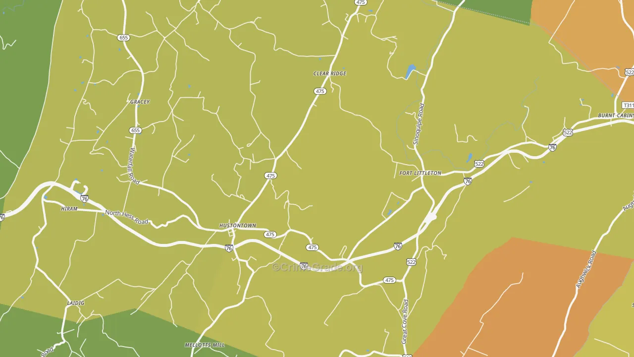 Fort Littleton, PA Map of Vandalism Rates