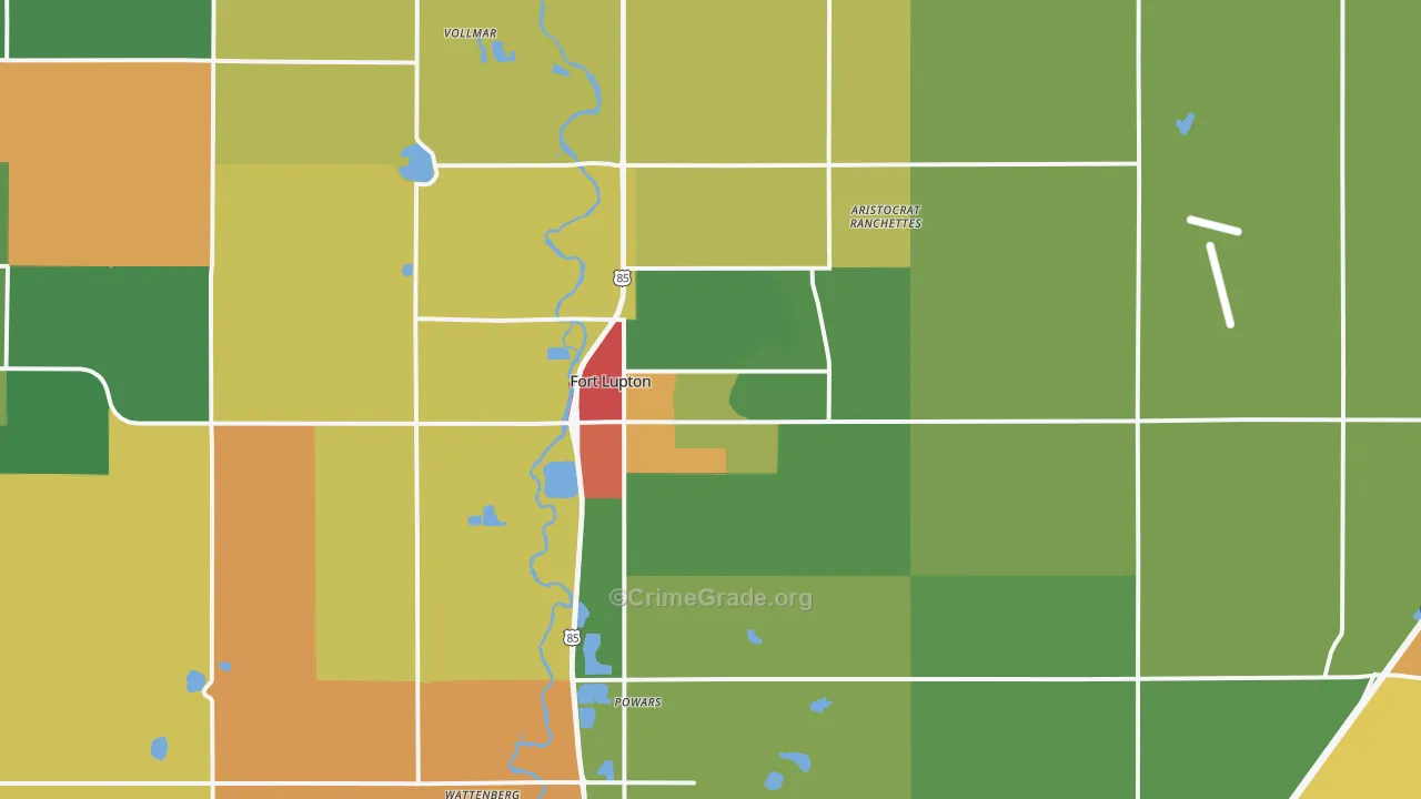 Fort Lupton, CO Map of Vandalism Rates