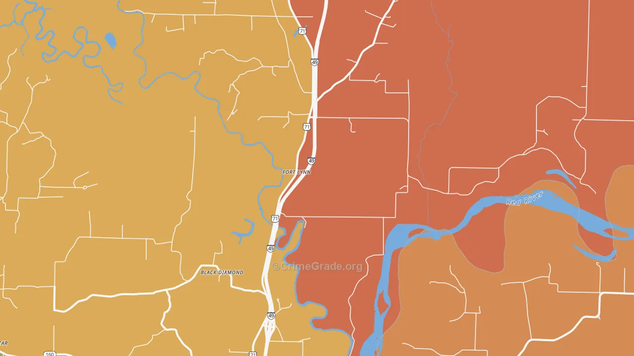 Fort Lynn, AR Map of Vandalism Rates
