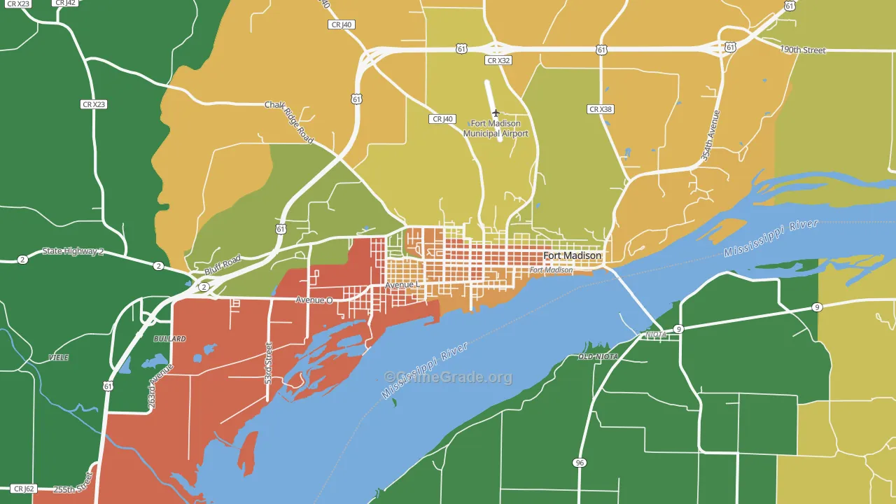 Fort Madison, IA Map of Vandalism Rates