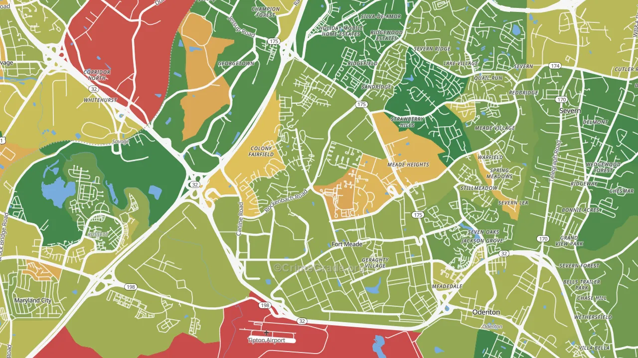 Fort Meade, MD Map of Vandalism Rates
