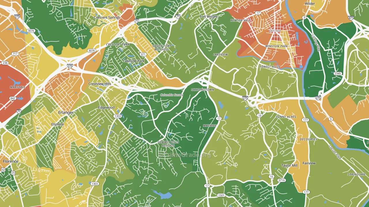 Fort Mitchell, KY Map of Vandalism Rates