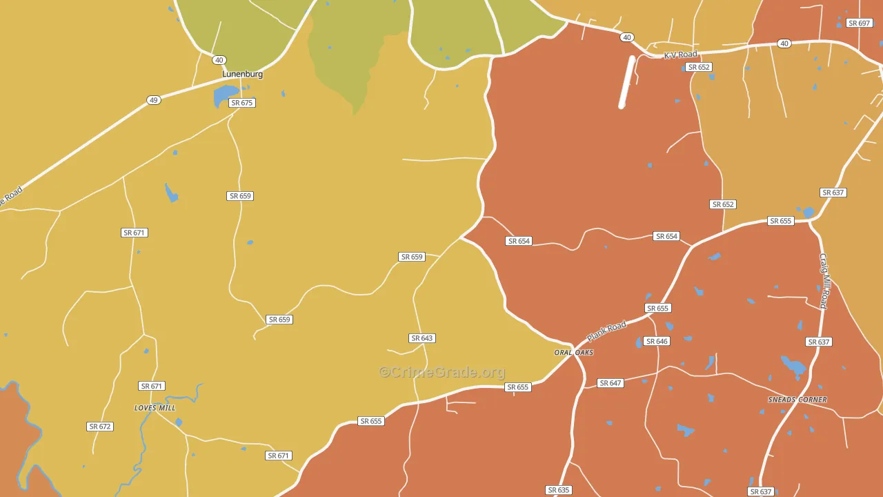 Fort Mitchell, VA Map of Vandalism Rates