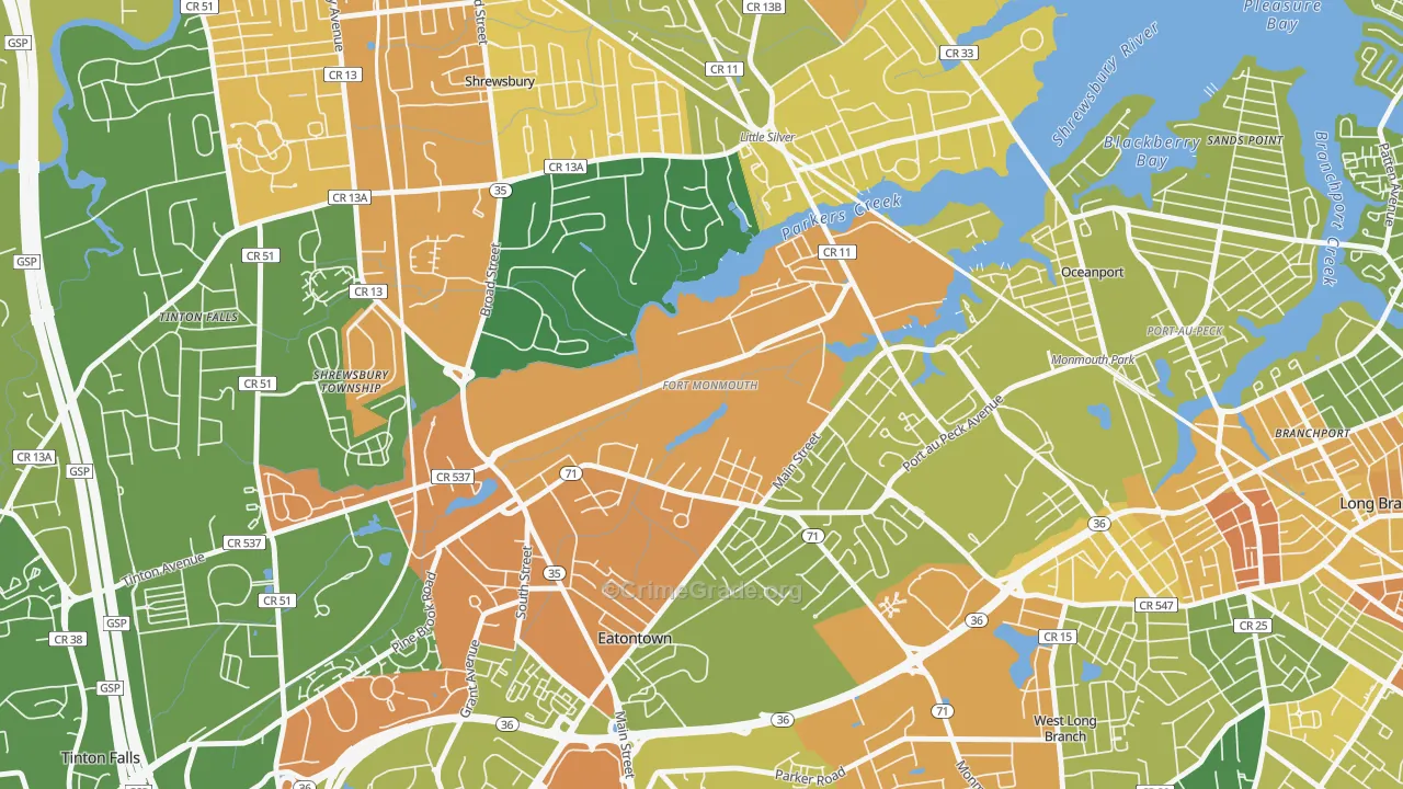 Fort Monmouth, NJ Map of Vandalism Rates