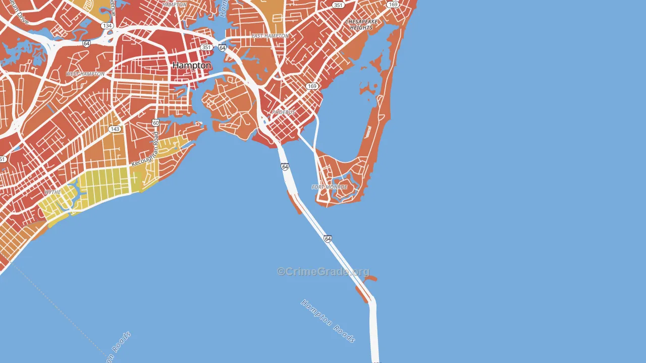 Fort Monroe, VA Map of Vandalism Rates