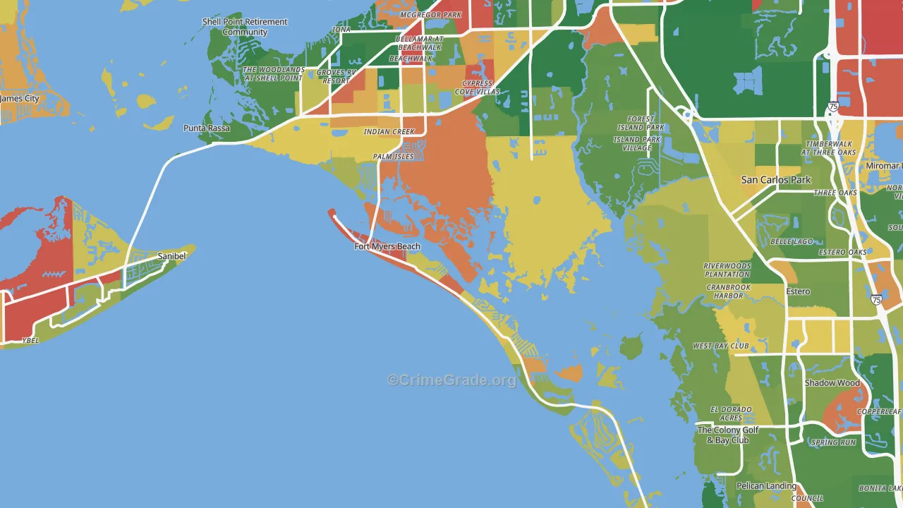 Fort Myers Beach, FL Map of Vandalism Rates
