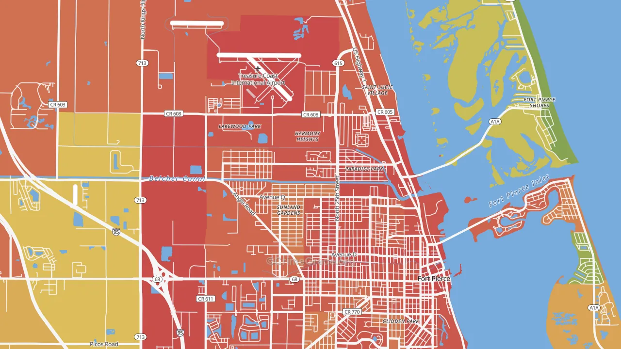 Fort Pierce North, FL Map of Vandalism Rates