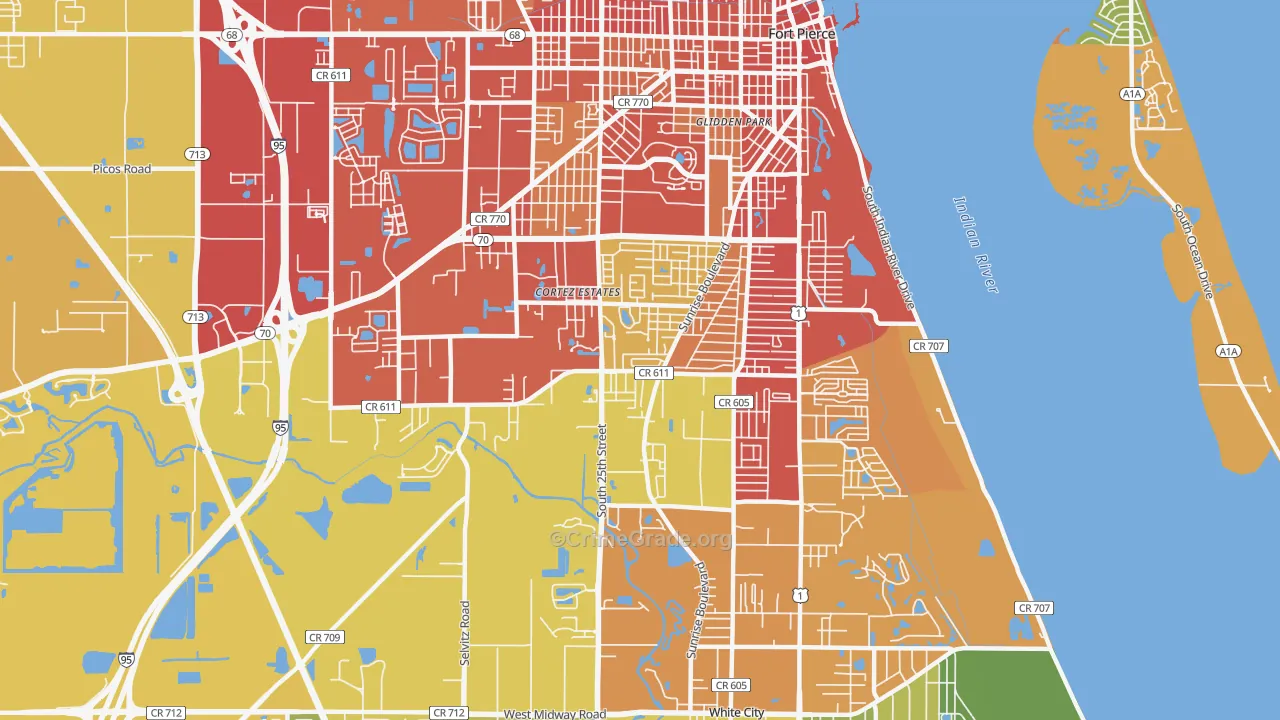 Fort Pierce South, FL Map of Vandalism Rates