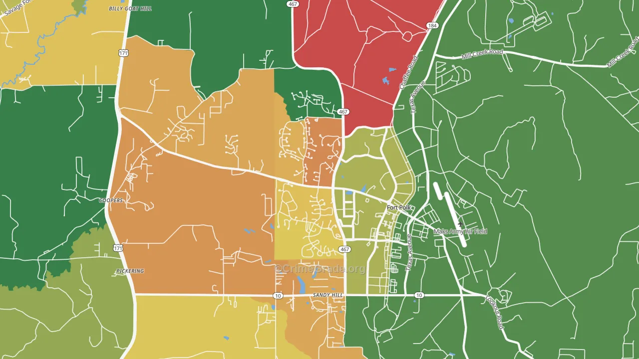 Fort Polk South, LA Map of Vandalism Rates