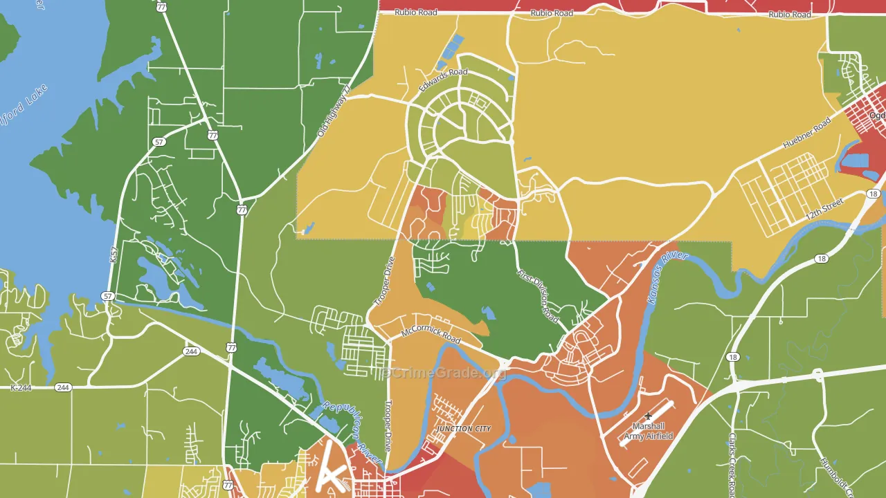 Fort Riley, KS Map of Vandalism Rates