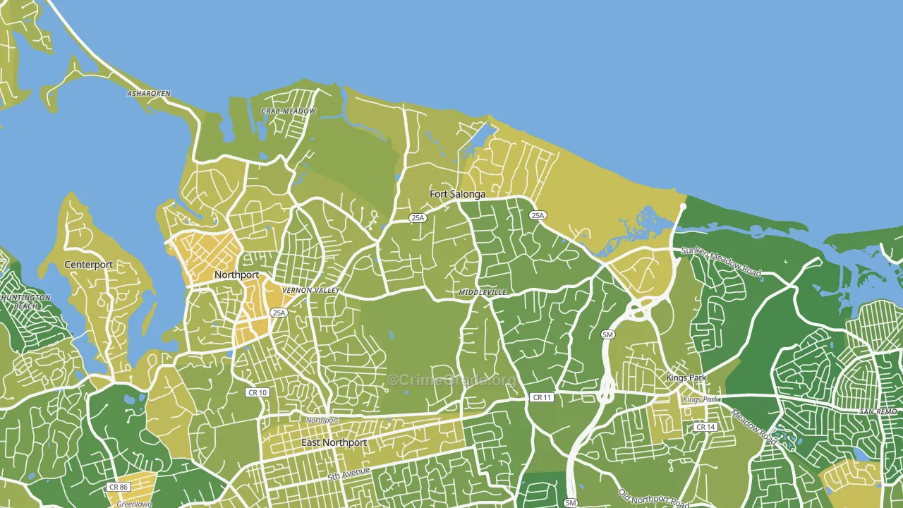 Fort Salonga, NY Map of Vandalism Rates