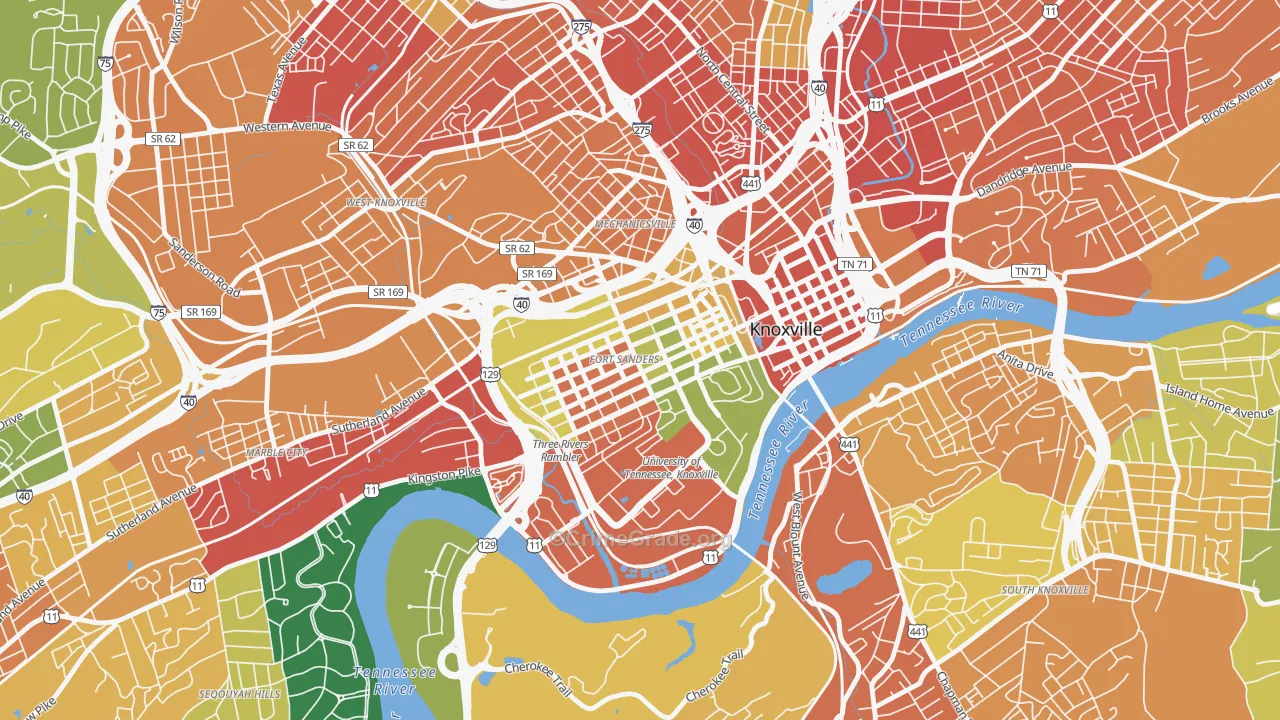 Fort Sanders, Knoxville, TN Map of Vandalism Rates