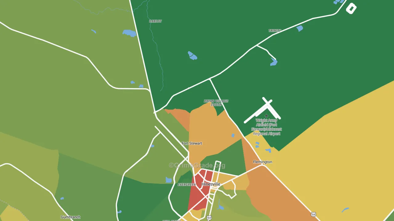 Fort Stewart, GA Map of Vandalism Rates