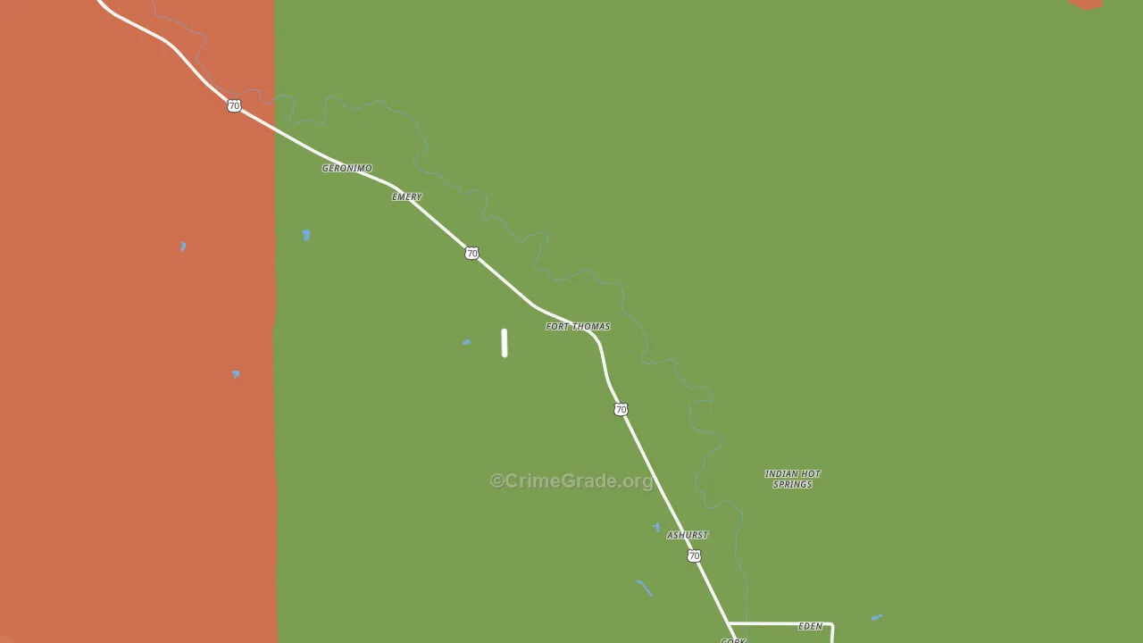 Fort Thomas, AZ Map of Vandalism Rates