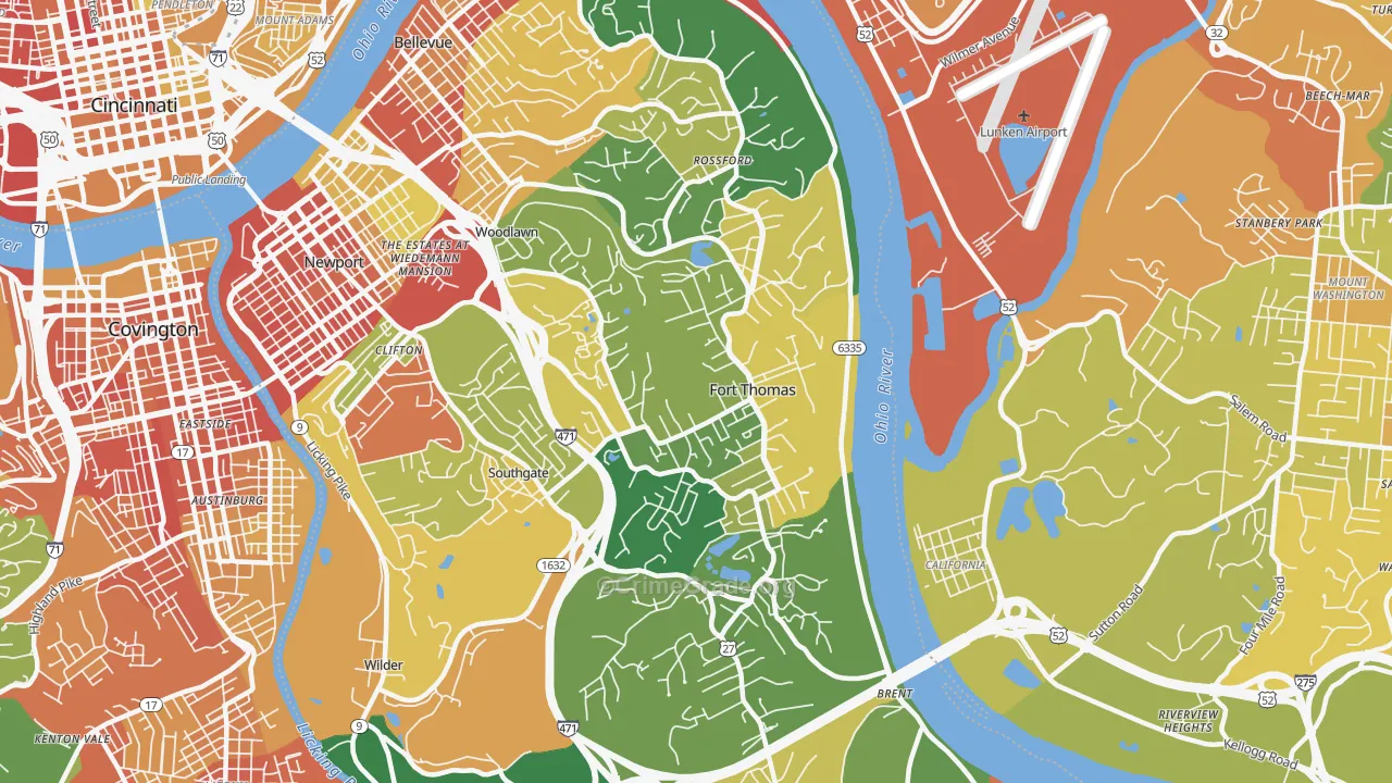 Fort Thomas, KY Map of Vandalism Rates