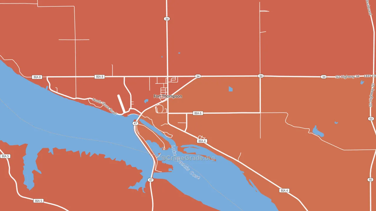 Fort Thompson, SD Map of Vandalism Rates