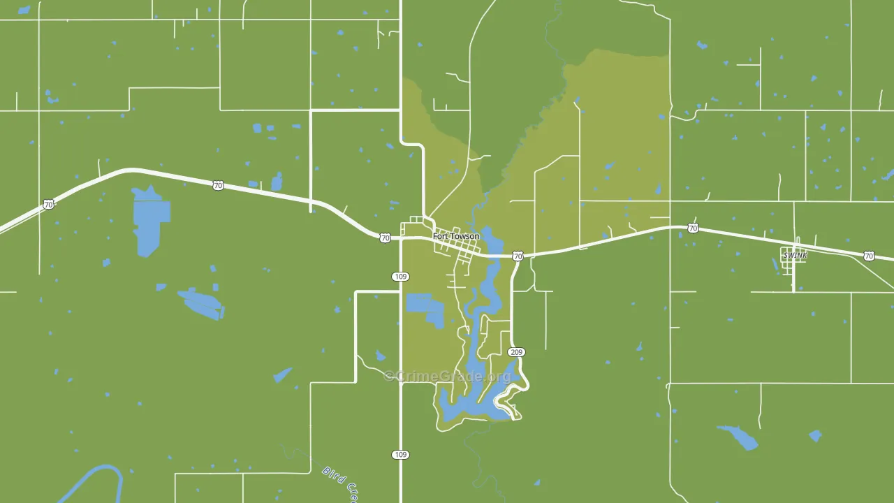 Fort Towson, OK Map of Vandalism Rates
