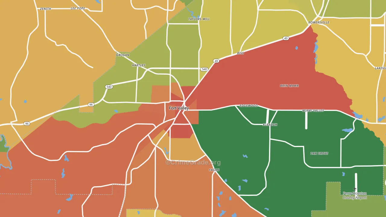 Fort Valley, GA Map of Vandalism Rates