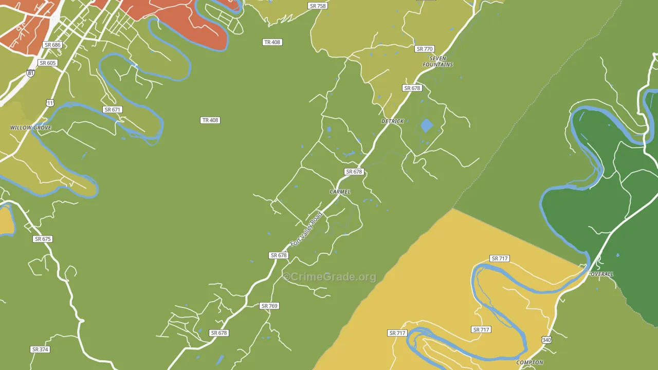 Fort Valley, VA Map of Vandalism Rates