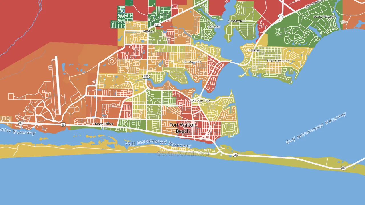 Fort Walton Beach, FL Map of Vandalism Rates